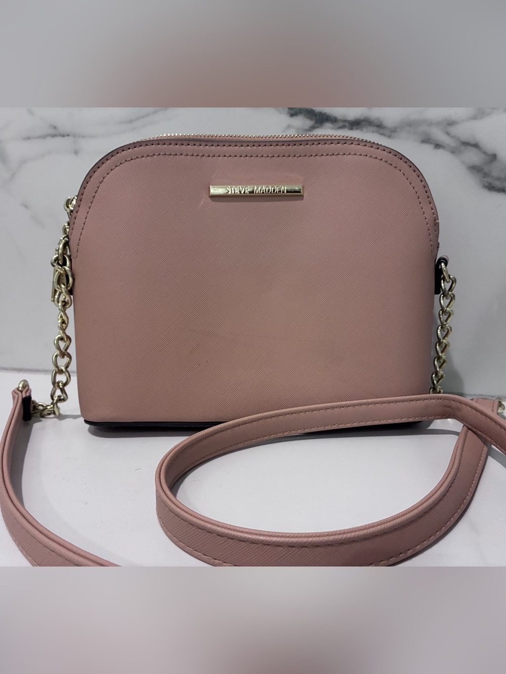 Steve Madden Dusty Blush Crossbody Bag with Gold Accent
